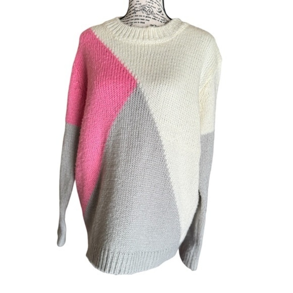 &merci Women’s colorblock pullover knit sweater EUC‎ size L